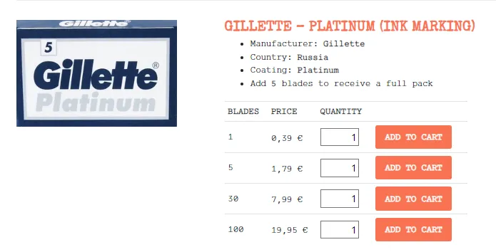 【両刃カミソリ替刃】Gillette Platinum レビュー